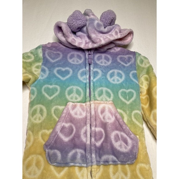 More than Magic Girls One Piece Ombre Pajamas Union Suit Hearts Peace Sz XS 4/5 - Picture 2 of 12